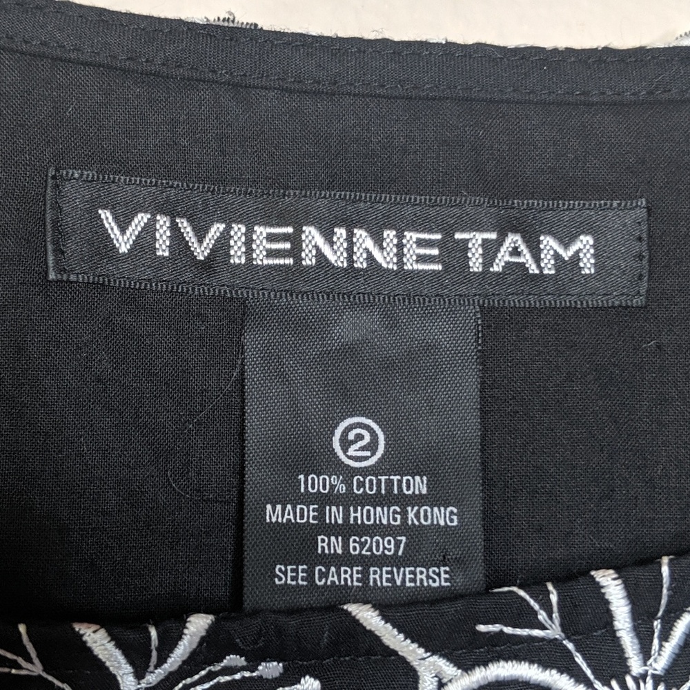 Vivienne Tam Black Floral Embroidered Shift Dress - Picture 7 of 8